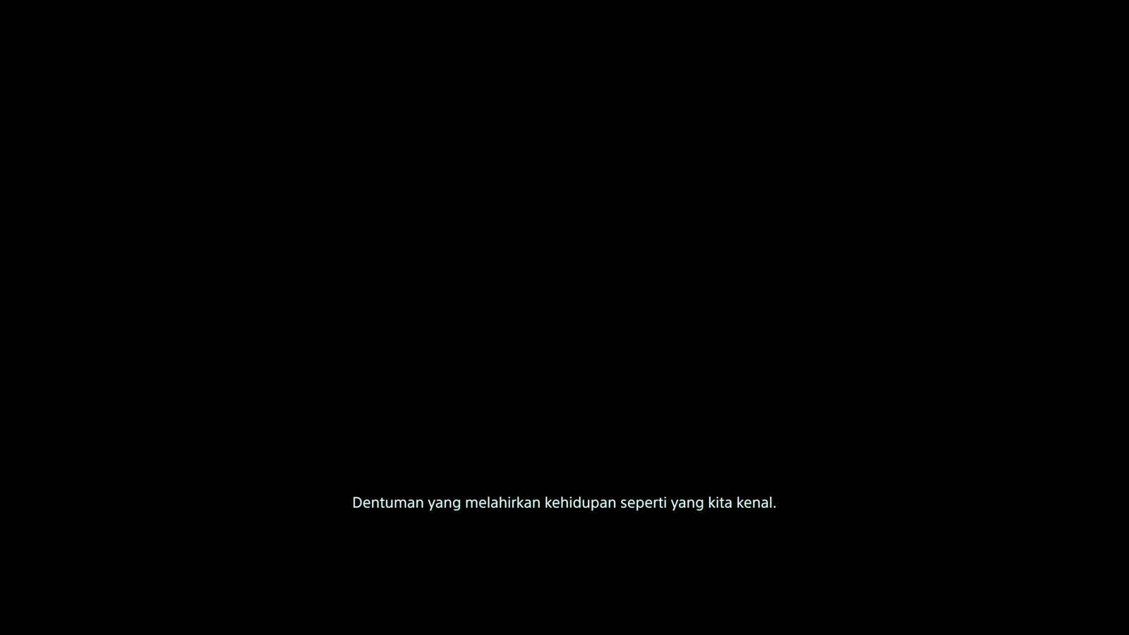 Death Stranding Director's Cut, Narasi pembuka cutscene, "Dentuman yang melahirkan kehidupan seperti yang kita kenal", subtitle Indonesia dari detik pertama.