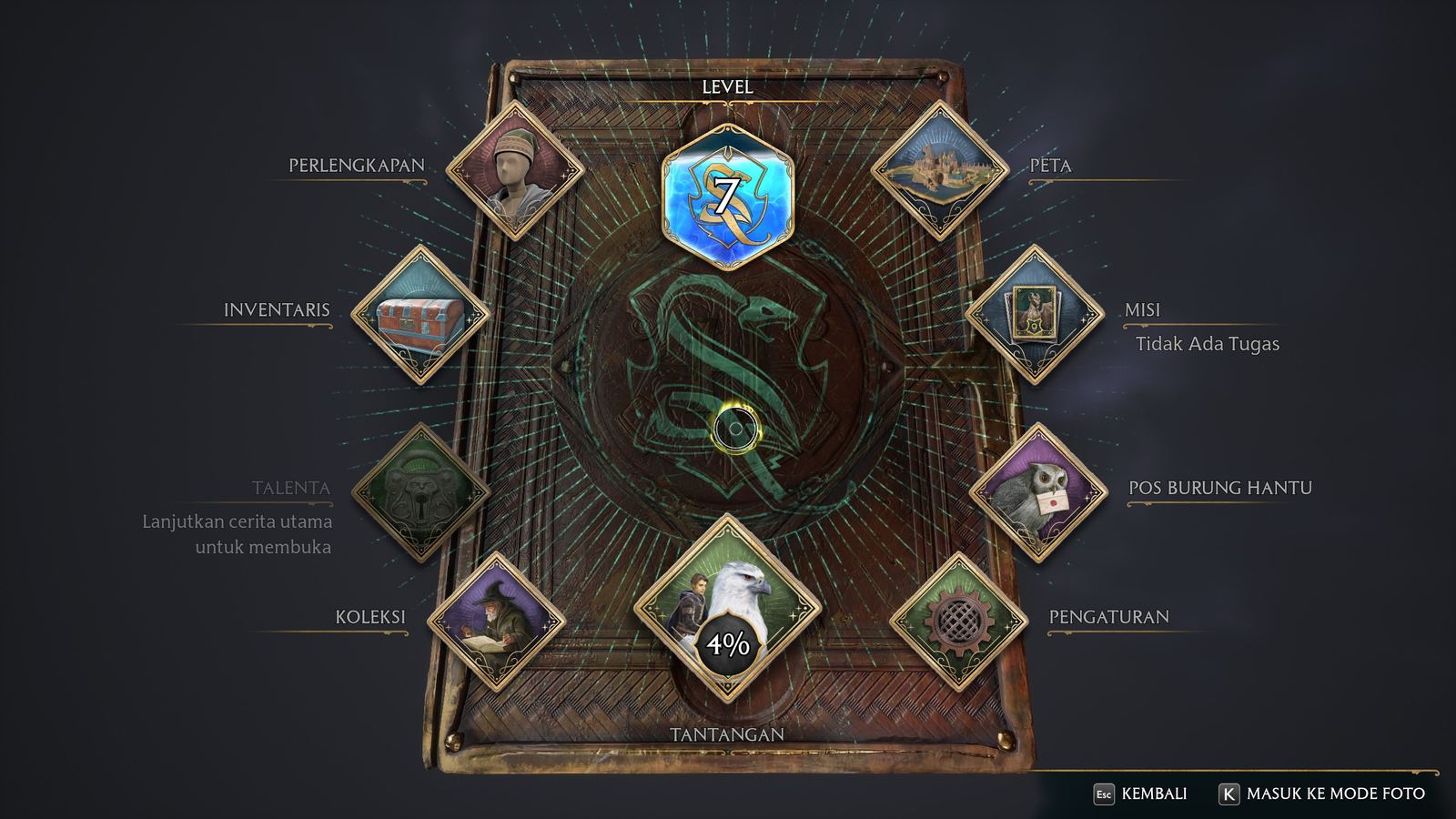 Hogwarts Legacy, Menu cepat dalam game sudah Bahasa Indonesia