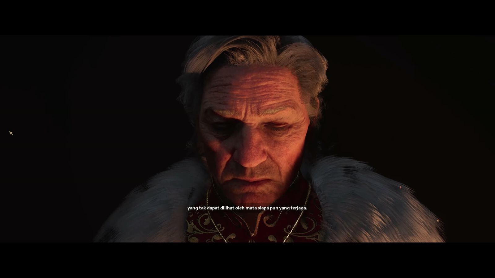 The Elder Scrolls IV: Oblivion Remastered, Pembuka cerita: narasi Kaisar Uriel Septim tampil dengan subtitle Bahasa Indonesia.