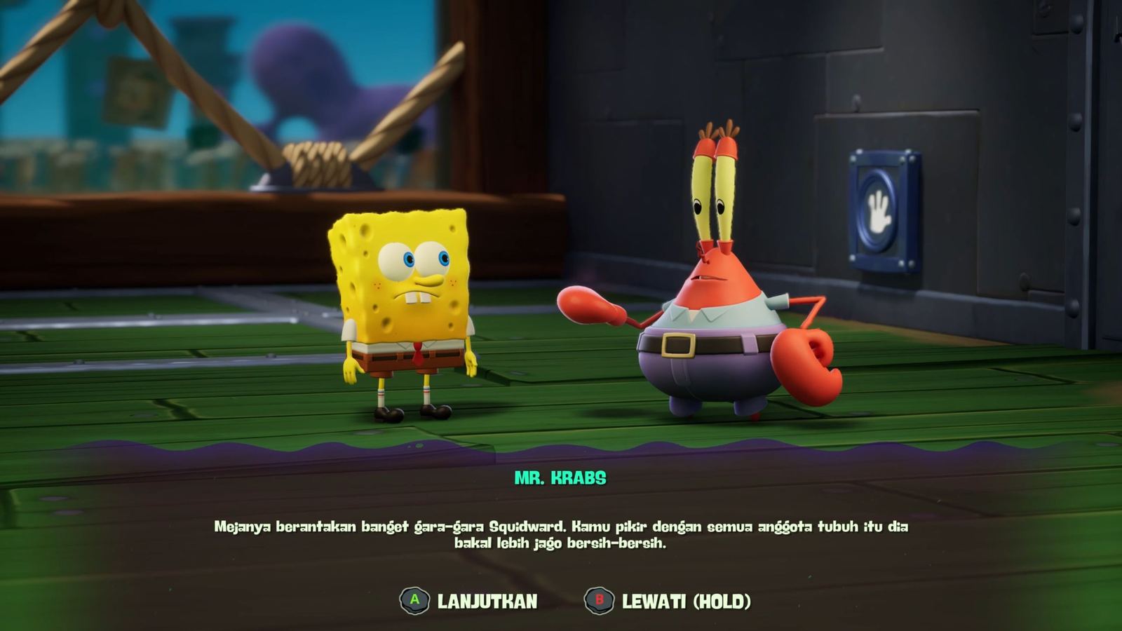 SpongeBob SquarePants: Titans of the Tide, Dialog dengan Mr. Krabs di dalam Krusty Krab